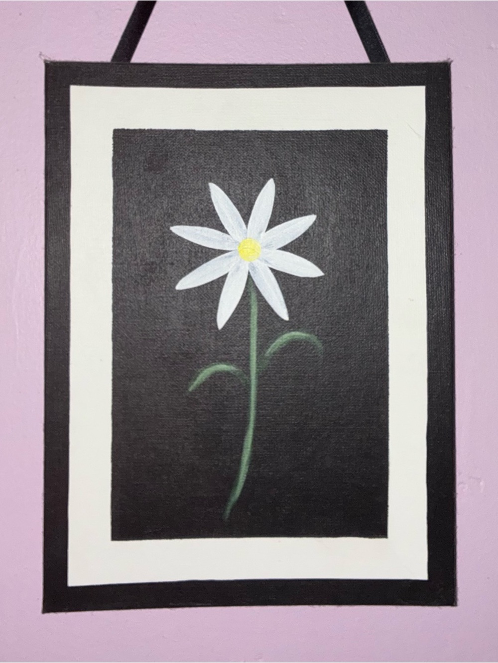Pair of Black & White Hand-Painted Floral Wall Art Hanging Frame - Unbranded